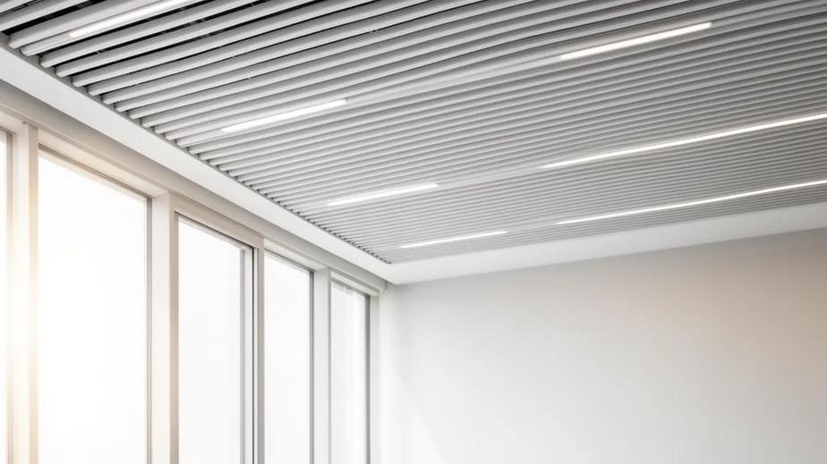 Hình ảnh tấm trần Vinceiling trong một công trình kiến trúc hiện đại, thể hiện đặc tính chống cháy và chống ẩm.